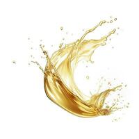 AI generated Golden Oil or Cosmetic essence splash isolated on white background, 3d illustration. AI Generated photo