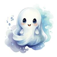 AI generated The watercolor cute ghost on white background. AI Generated photo