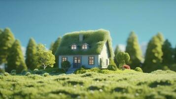 AI generated Green and environmentally friendly housing concept. AI Generated photo