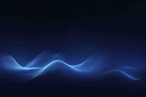 AI generated Dynamic blue particle wave. Abstract sound visualization. Digital structure of the wave flow of luminous particles. AI Generated. photo