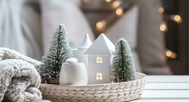 AI generated A cozy concept of festive home decoration for Christmas. AI Generated photo