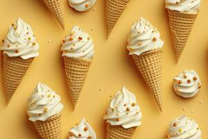 AI generated Incorporate a variety of waffle cones with different ice cream flavors. AI Generated photo