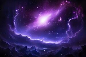 AI generated Purple Galaxy space stars in Outer Space. AI Generated photo