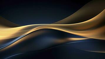 AI generated Gold and navy blue waves abstract. AI Generated. photo