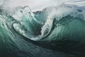 AI generated Extreme close up of thrashing emerald ocean waves. AI Generated photo