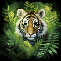 AI generated Watercolor Tiger for kids. AI Generated photo