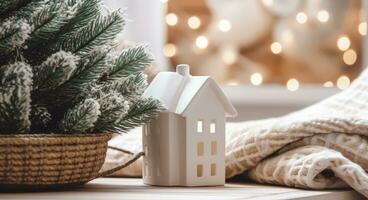 AI generated A cozy concept of festive home decoration for Christmas. AI Generated photo