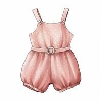 AI generated Pink baby girl romper in watercolors on a white background. AI Generated photo