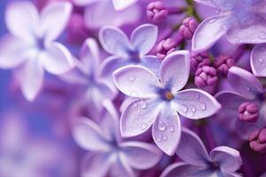 AI generated Lilac blossom macro background with copy space. AI Generated photo