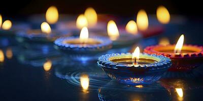 AI generated Happy Diwali. Diya oil lamps were lit during the celebration. AI Generated photo