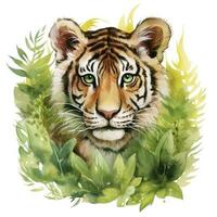 AI generated Watercolor Tiger for kids. AI Generated photo