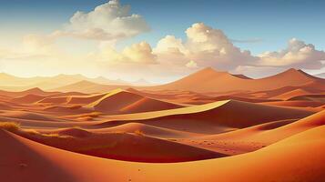 AI generated Desert with magical sands and dunes as inspiration for exotic adventures in dry climates.  AI Generated. photo