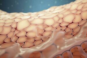 AI generated Saggy skin layer and skin cells, 3D rendering. Generative AI photo