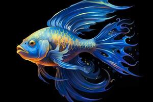 AI generated 3d rendering. fish on black background. Generative AI photo