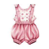 AI generated Pink baby girl romper in watercolors on a white background. AI Generated photo