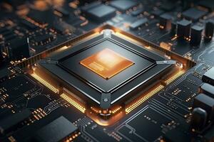 AI generated Futuristic central processor unit. Powerful Quantum CPU motherboard. AI Generated photo