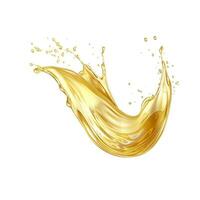 AI generated Golden Oil or Cosmetic essence splash isolated on white background, 3d illustration. AI Generated photo