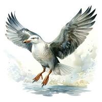 AI generated Watercolor seagull isolated on white background. AI Generated photo