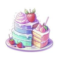 AI generated Set of Cake piece illustration on white background. AI Generated photo