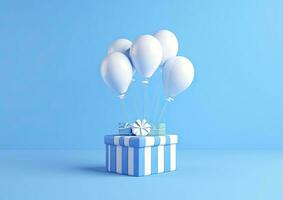 AI generated Balloons with gift box. AI Generated photo