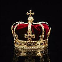 AI generated The Royal Coronation Crown Isolated on a Black Background. Generative AI photo