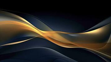 AI generated Gold and navy blue waves abstract. AI Generated. photo