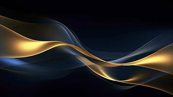 AI generated Gold and navy blue waves abstract. AI Generated. photo