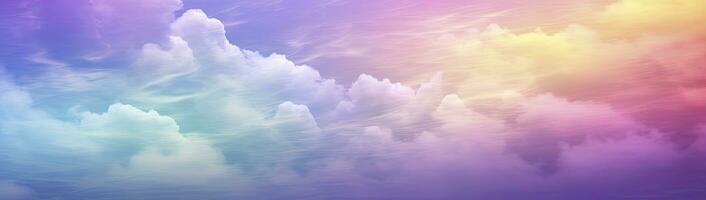 AI generated Rainbow sky with fluffy clouds. Multicolored toned sky. AI Generated. photo