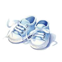 AI generated Watercolor newborn small shoes isolated white background. AI Generated photo