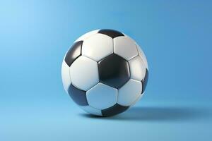 AI generated soccer ball on light blue background. Generative AI photo