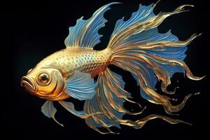 AI generated 3d rendering. fish on black background. Generative AI photo