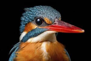 AI generated Kingfisher sitting on the tree branch. AI Generated photo