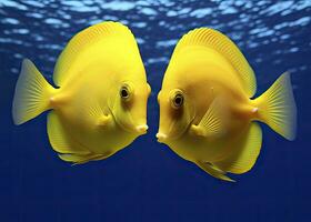 AI generated Two yellow tangs, face to face.  AI Generated. photo