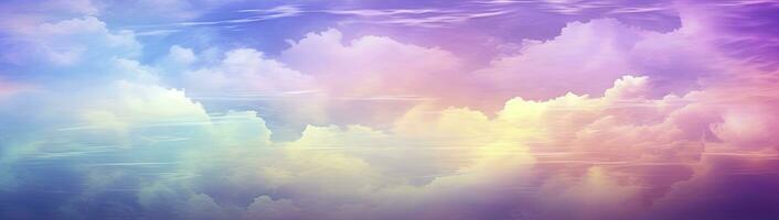 AI generated Rainbow sky with fluffy clouds. Multicolored toned sky. AI Generated. photo