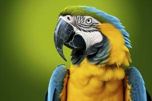 AI generated Blue and yellow macaw parrot. AI Generated photo