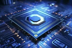 AI generated Futuristic central processor unit. Powerful Quantum CPU motherboard. AI Generated photo
