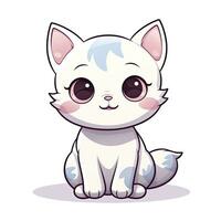 AI generated Cute Kawaii cat clipart icon white background. AI Generated photo