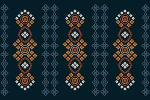 Ethnic geometric fabric pattern Cross Stitch.Ikat embroidery Ethnic oriental Pixel pattern blue background. Abstract,vector,illustration. Texture,clothing,frame,decoration,motifs,silk wallpaper. vector