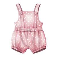 AI generated Pink baby girl romper in watercolors on a white background. AI Generated photo