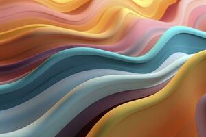 AI generated Abstract 3D Render. Colorful Background Design with Soft, Wavy Waves. Modern Abstract Wave Background. AI Generative photo