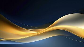 AI generated Gold and navy blue waves abstract. AI Generated. photo