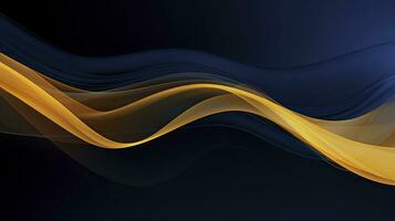 AI generated Gold and navy blue waves abstract. AI Generated. photo