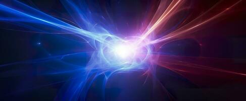 AI generated Neon colored glowing high energy singularity in space, 3D rendering. AI Generated photo