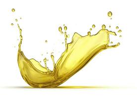 AI generated Olive or engine oil splash, cosmetic serum liquid isolated on white background. Generative AI photo