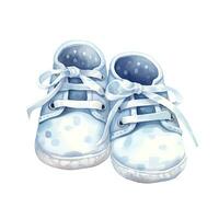 AI generated Watercolor newborn small shoes isolated white background. AI Generated photo