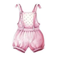 AI generated Pink baby girl romper in watercolors on a white background. AI Generated photo