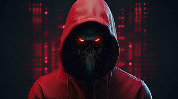 ai generado binario intriga. anónimo robótico hacker concepto de hackear. ai generado foto