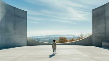 AI generated Person Standing in an Empty Concrete Area photo