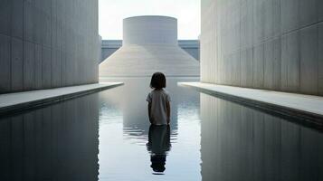 AI generated Woman Enjoying a Refreshing Dip in a Serene Pool photo