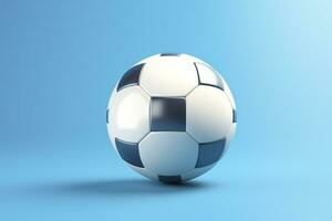 AI generated soccer ball on light blue background. Generative AI photo